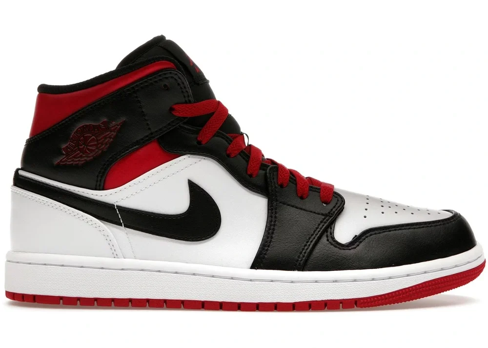 NIB Nike Air Jordan 1 Mid Shoes Gym Red Black Toe White DQ8426-106